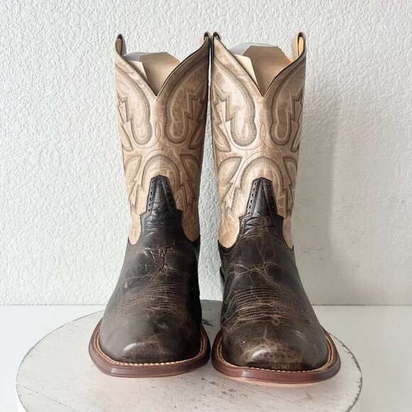 Rod Patrick Mens Cowboy Boots 14.5A Antique Mocha Bison Brown Western Blunt Toe - Picture 6 of 15